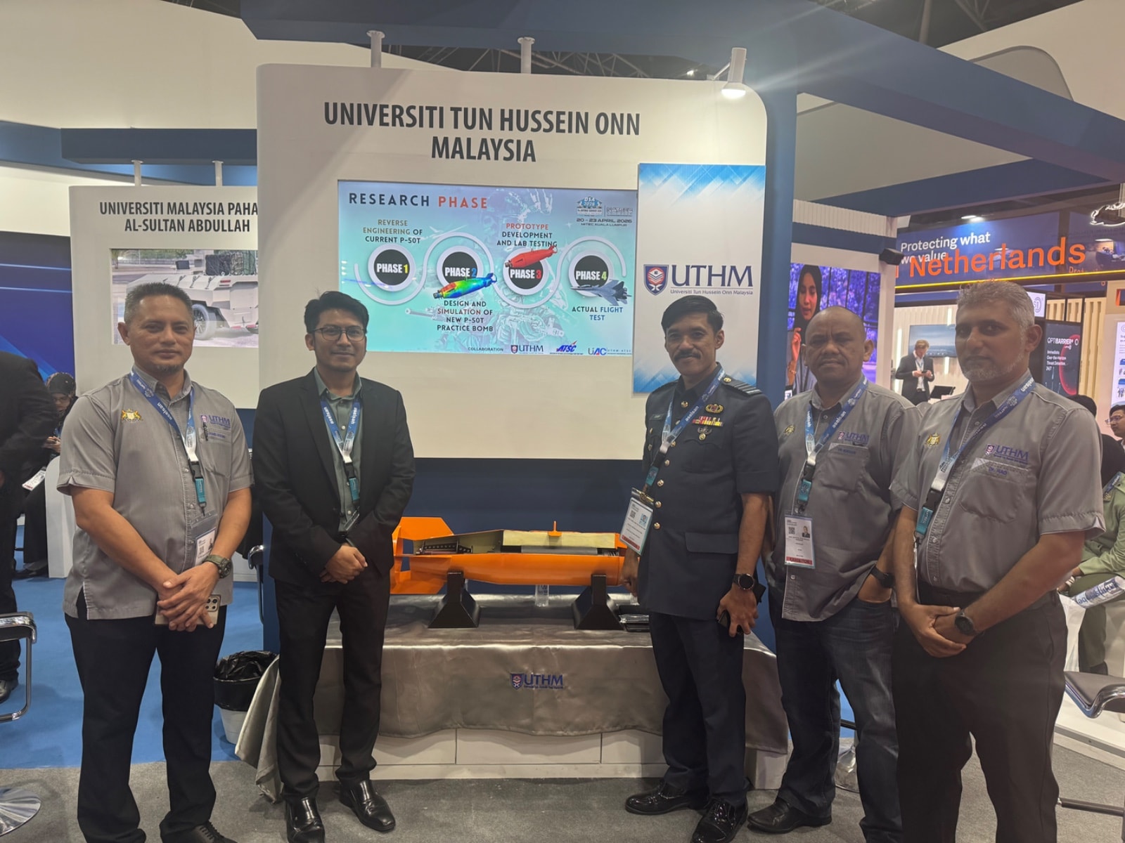 Benua Defence team at UTHM exhibition showcasing drone research